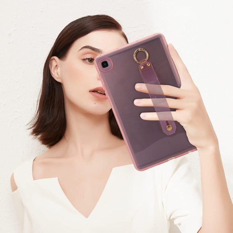 For Samsung Galaxy Tab S9 / S8 / S7 Wristband Holder PC Hybrid TPU Soft Tablet Case(Pink) by buy2fix