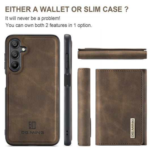 For Samsung Galaxy A16 5G DG.MING M1 Series 3-Fold Multi Card Wallet + Magnetic Phone Case(Coffee) by DG.MING