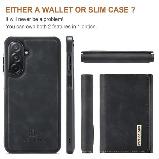 For Samsung Galaxy A26 5G DG.MING M1 Series 3-Fold Multi Card Wallet + Magnetic Phone Case(Black) - Galaxy Phone Cases by DG.MING | Online Shopping UK | buy2fix