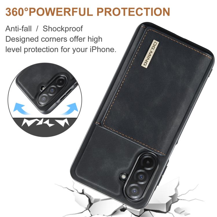 For Samsung Galaxy A26 5G DG.MING M1 Series 3-Fold Multi Card Wallet + Magnetic Phone Case(Black) - Galaxy Phone Cases by DG.MING | Online Shopping UK | buy2fix