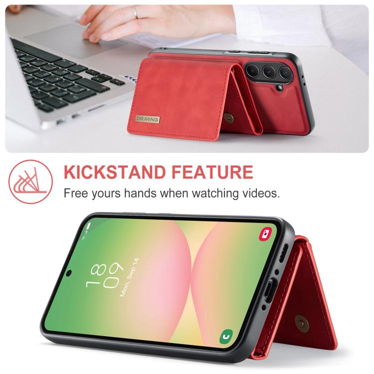 For Samsung Galaxy A56 5G DG.MING M1 Series 3-Fold Multi Card Wallet + Magnetic Phone Case(Red) - Galaxy Phone Cases by DG.MING | Online Shopping UK | buy2fix
