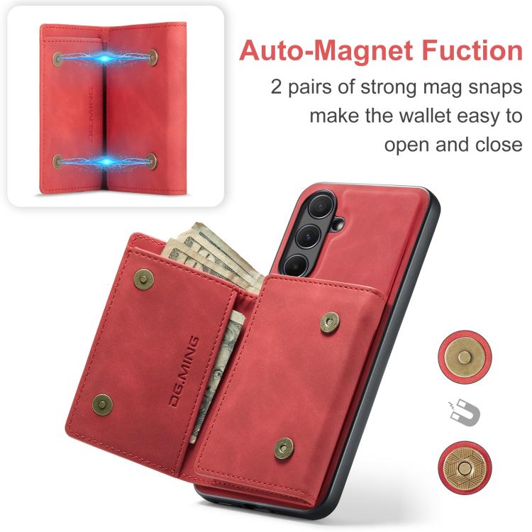 For Samsung Galaxy A56 5G DG.MING M1 Series 3-Fold Multi Card Wallet + Magnetic Phone Case(Red) - Galaxy Phone Cases by DG.MING | Online Shopping UK | buy2fix