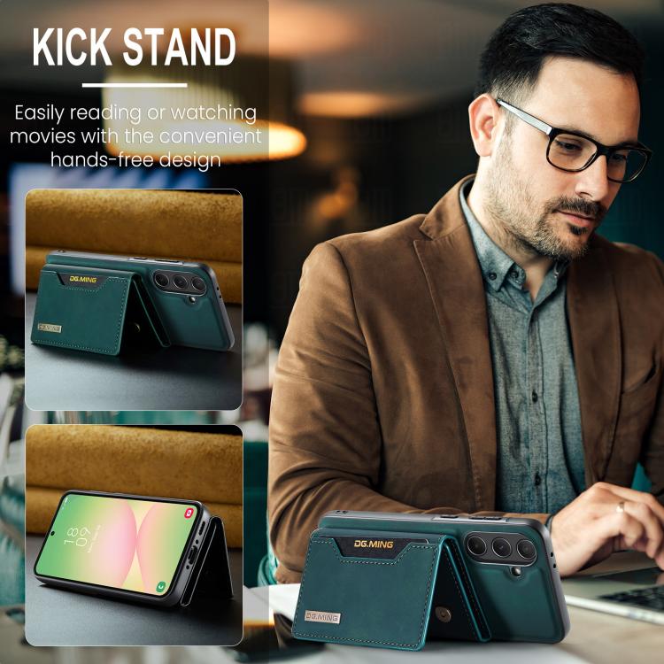 For Samsung Galaxy A56 5G DG.MING M2 Series 3-Fold Multi Card Bag + Magnetic Phone Case(Green) - Galaxy Phone Cases by DG.MING | Online Shopping UK | buy2fix