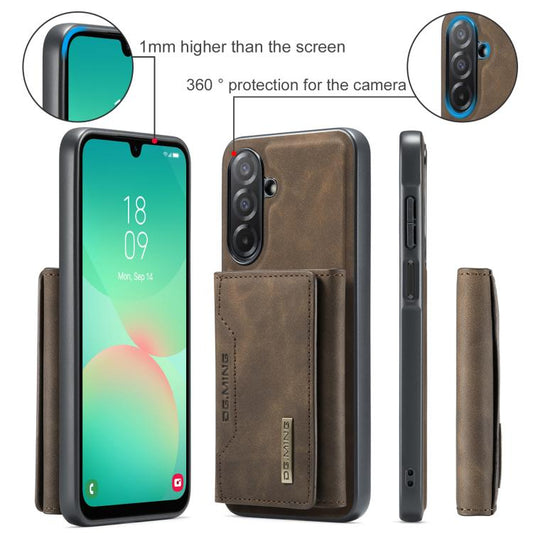For Samsung Galaxy A26 5G DG.MING M2 Series 3-Fold Multi Card Bag + Magnetic Phone Case(Coffee) - Galaxy Phone Cases by DG.MING | Online Shopping UK | buy2fix