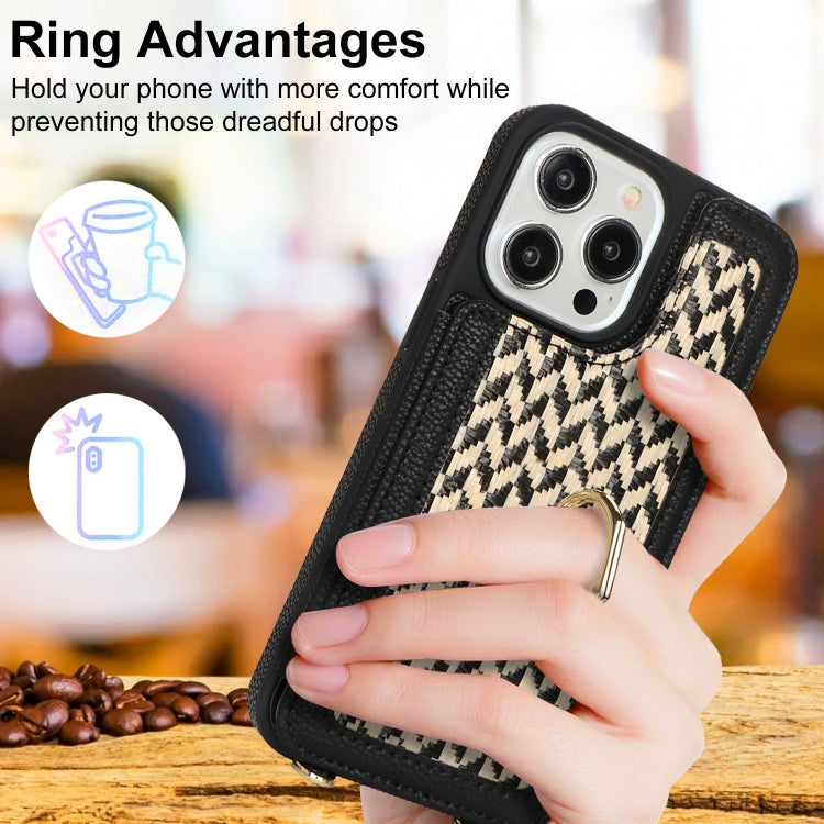 For iPhone 13 Pro Max Double Bckle Card Slot Full Coverage Phone Case with Cross-body Strap(Black) - iPhone 13 Pro Max Cases by buy2fix | Online Shopping UK | buy2fix
