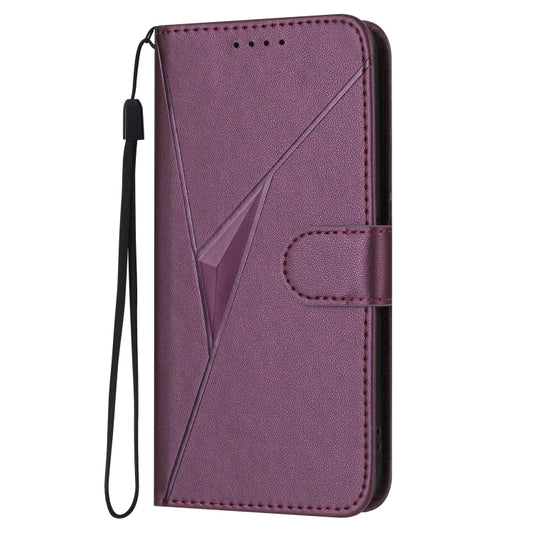 For OnePlus 12 Triangle Pattern Buckle Clasp Leather Phone Case(Dark Purple) by buy2fix