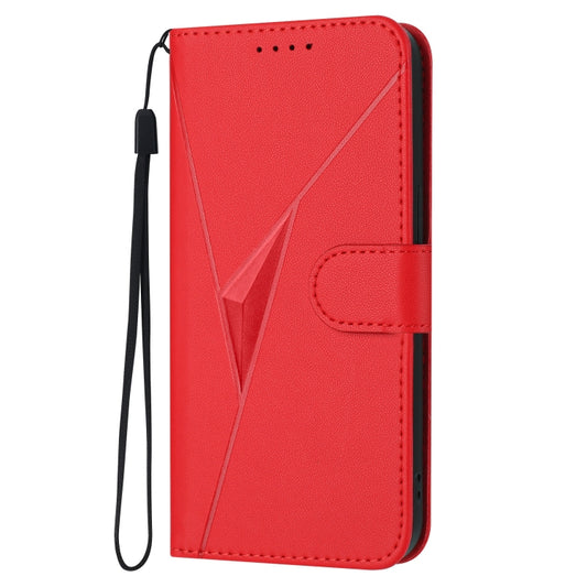 For OnePlus 12 Triangle Pattern Buckle Clasp Leather Phone Case(Red) by buy2fix