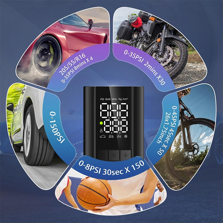 T7 Car Digital Display Portable Smart Electric Air Pump(Black) by buy2fix