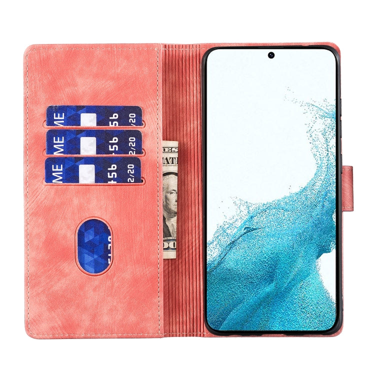 For Samsung Galaxy S25+ 5G Pen Heart Cat Embossed Leather Phone Case(Orange) - Galaxy S25+ 5G Cases by buy2fix | Online Shopping UK | buy2fix