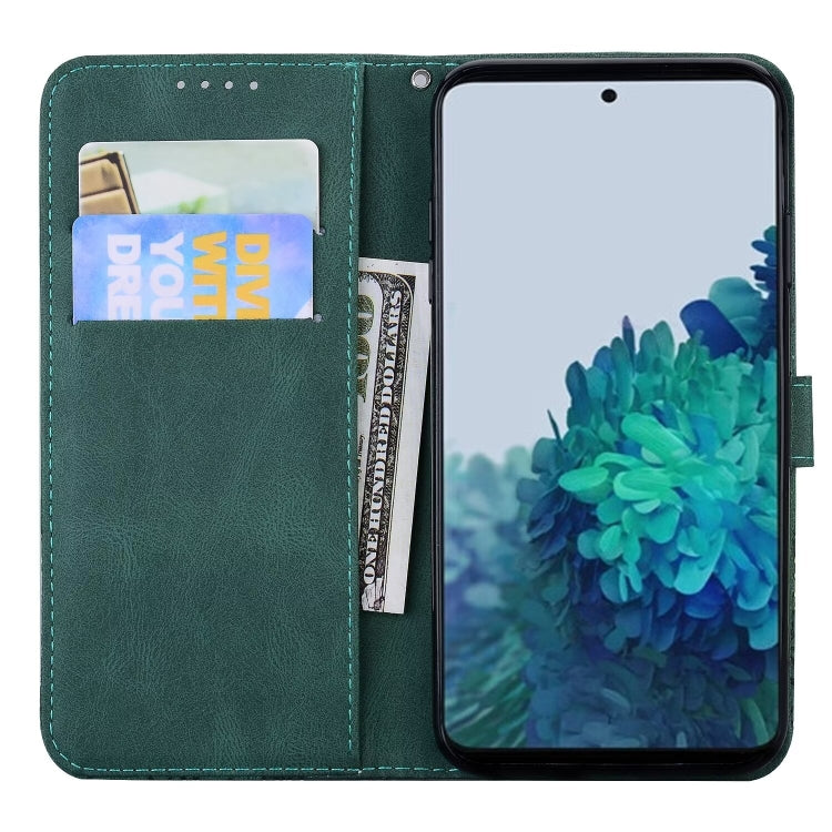 For Samsung Galaxy S25+ 5G Retro Skin Feel Butterflies Embossing Horizontal Flip Leather Phone Case(Green) - Galaxy S25+ 5G Cases by buy2fix | Online Shopping UK | buy2fix