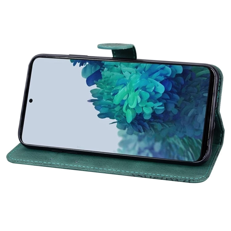 For Samsung Galaxy S25+ 5G Retro Skin Feel Butterflies Embossing Horizontal Flip Leather Phone Case(Green) - Galaxy S25+ 5G Cases by buy2fix | Online Shopping UK | buy2fix
