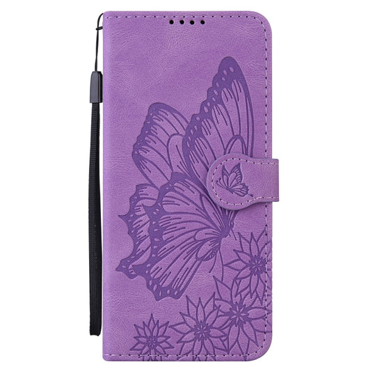 For Samsung Galaxy S25 Ultra 5G Retro Skin Feel Butterflies Embossing Horizontal Flip Leather Phone Case(Purple) by buy2fix