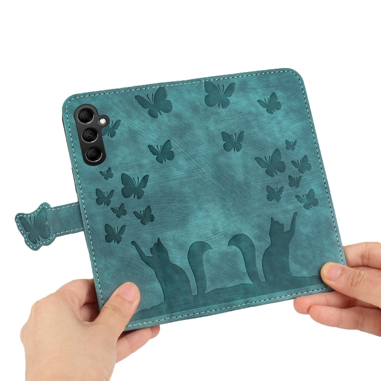For Samsung Galaxy S25+ 5G Butterfly Cat Embossing Flip Leather Phone Case(Wathet) by buy2fix