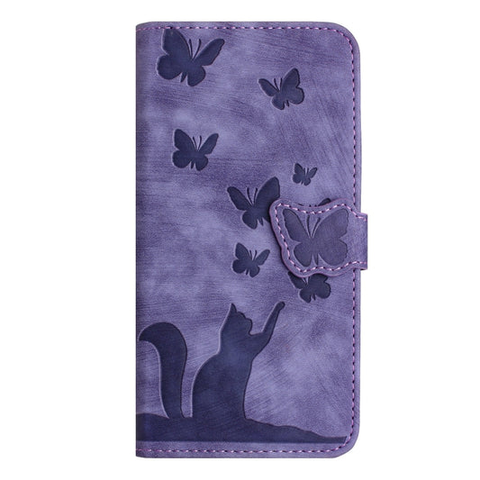 For Samsung Galaxy S25 Ultra 5G Butterfly Cat Embossing Flip Leather Phone Case(Purple) by buy2fix