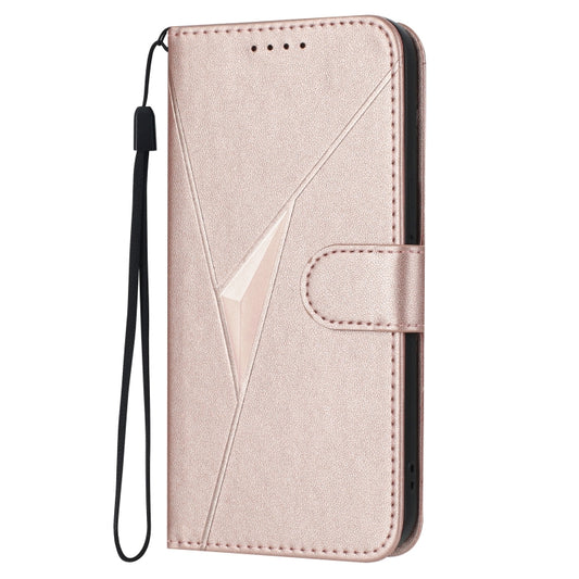 For Motorola Moto G Power 2024 Triangle Pattern Buckle Clasp Leather Phone Case(Rose Gold) by buy2fix
