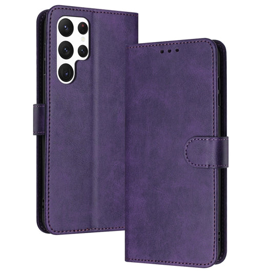 For Samsung Galaxy S25 Ultra 5G Solid Calf Texture Flip Leather Phone Case(Purple) by buy2fix