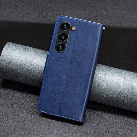 For Samsung Galaxy S25+ 5G Embossing Two Butterflies Pattern Leather Phone Case(Blue) by buy2fix