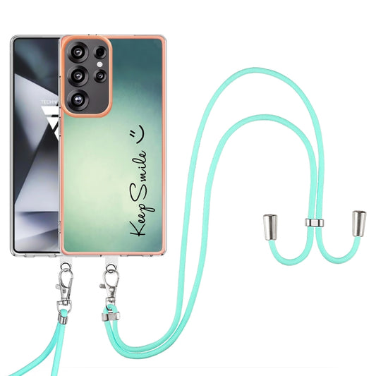 For Samsung Galaxy S25 Ultra 5G Electroplating Dual-side IMD Phone Case with Lanyard(Smile) by buy2fix