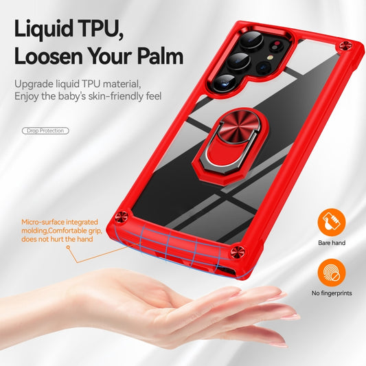 For Samsung Galaxy S25 Ultra 5G TPU + PC Lens Protection Phone Case with Ring Holder(Red) by buy2fix