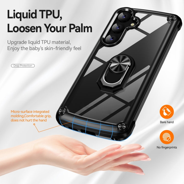 For Samsung Galaxy S25+ 5G TPU + PC Lens Protection Phone Case with Ring Holder(Black) - Galaxy S25+ 5G Cases by buy2fix | Online Shopping UK | buy2fix