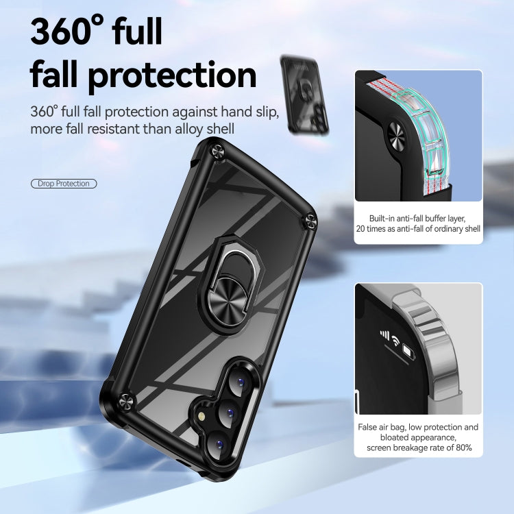 For Samsung Galaxy S25+ 5G TPU + PC Lens Protection Phone Case with Ring Holder(Black) - Galaxy S25+ 5G Cases by buy2fix | Online Shopping UK | buy2fix