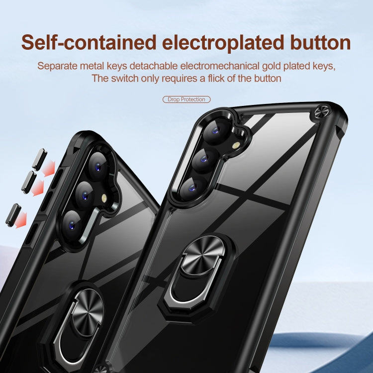 For Samsung Galaxy S25+ 5G TPU + PC Lens Protection Phone Case with Ring Holder(Black) - Galaxy S25+ 5G Cases by buy2fix | Online Shopping UK | buy2fix