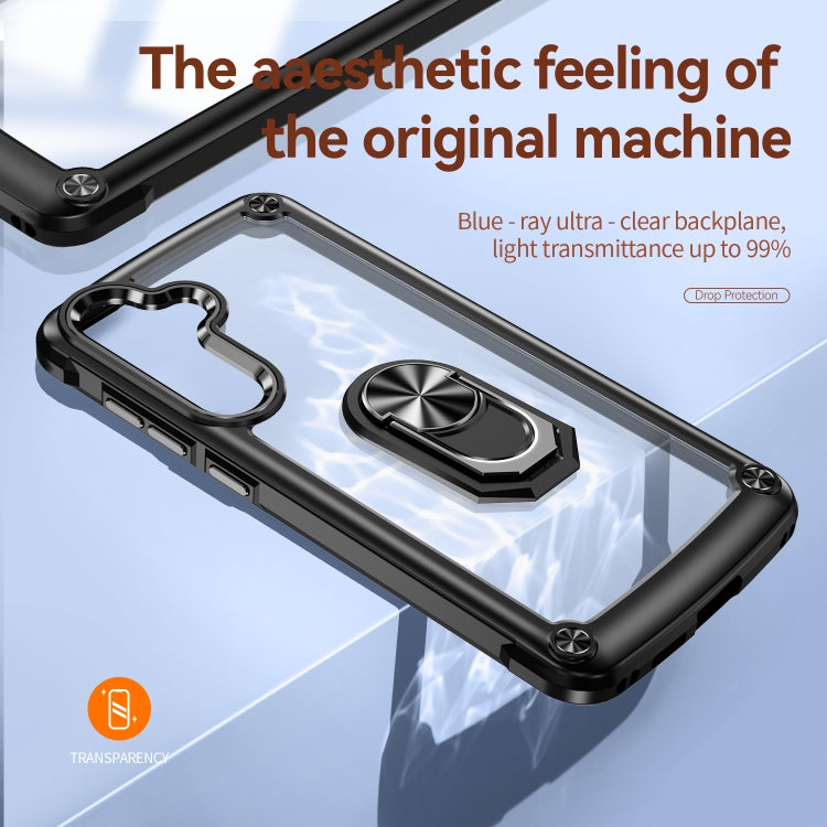 For Samsung Galaxy S25+ 5G TPU + PC Lens Protection Phone Case with Ring Holder(Black) - Galaxy S25+ 5G Cases by buy2fix | Online Shopping UK | buy2fix
