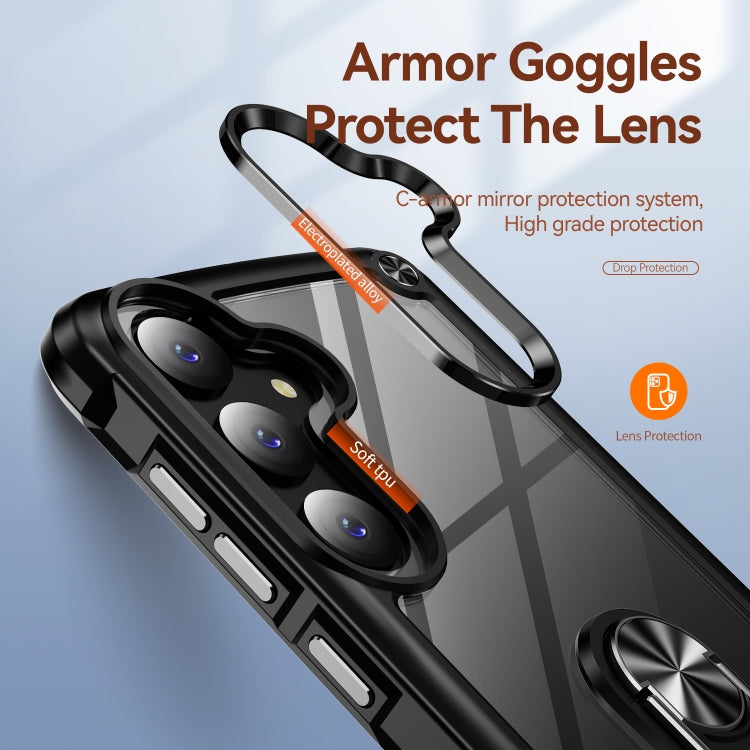 For Samsung Galaxy S25+ 5G TPU + PC Lens Protection Phone Case with Ring Holder(Black) - Galaxy S25+ 5G Cases by buy2fix | Online Shopping UK | buy2fix