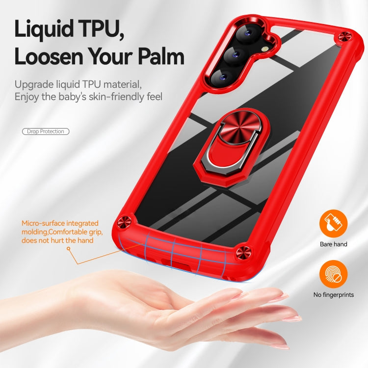 For Samsung Galaxy S25+ 5G TPU + PC Lens Protection Phone Case with Ring Holder(Red) - Galaxy S25+ 5G Cases by buy2fix | Online Shopping UK | buy2fix