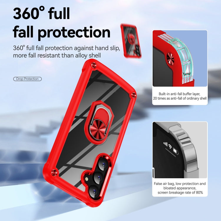 For Samsung Galaxy S25+ 5G TPU + PC Lens Protection Phone Case with Ring Holder(Red) - Galaxy S25+ 5G Cases by buy2fix | Online Shopping UK | buy2fix