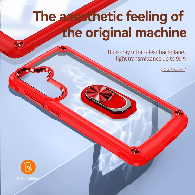 For Samsung Galaxy S25+ 5G TPU + PC Lens Protection Phone Case with Ring Holder(Red) - Galaxy S25+ 5G Cases by buy2fix | Online Shopping UK | buy2fix