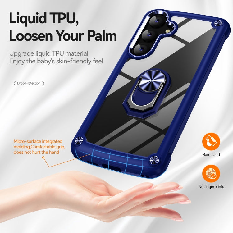 For Samsung Galaxy S25+ 5G TPU + PC Lens Protection Phone Case with Ring Holder(Blue) - Galaxy S25+ 5G Cases by buy2fix | Online Shopping UK | buy2fix