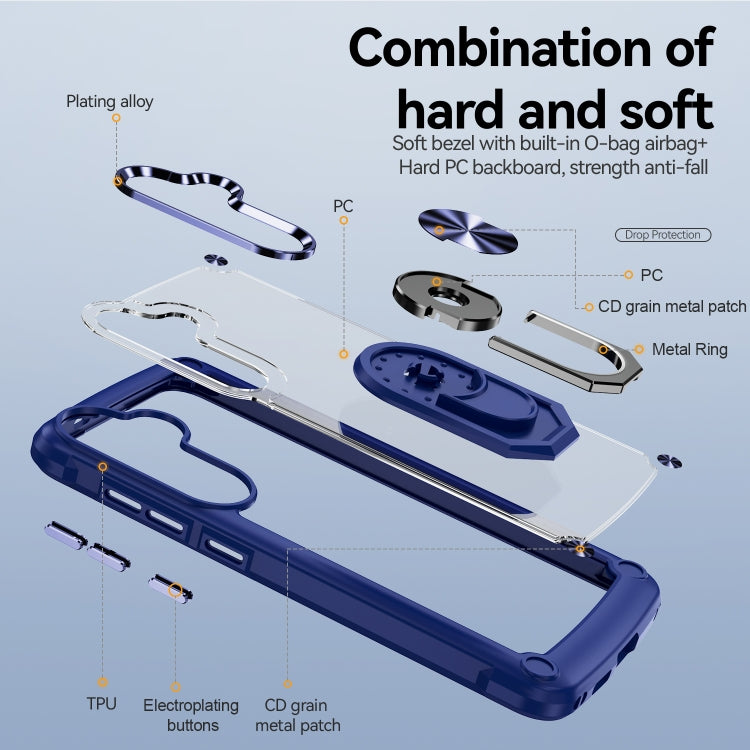 For Samsung Galaxy S25+ 5G TPU + PC Lens Protection Phone Case with Ring Holder(Blue) - Galaxy S25+ 5G Cases by buy2fix | Online Shopping UK | buy2fix