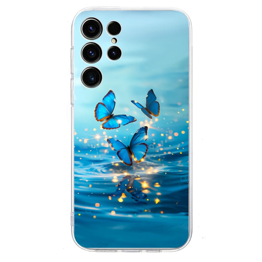 For Samsung Galaxy S25 Ultra 5G Colorful Painting Pattern TPU Phone Case(Blue Butterflies) by buy2fix
