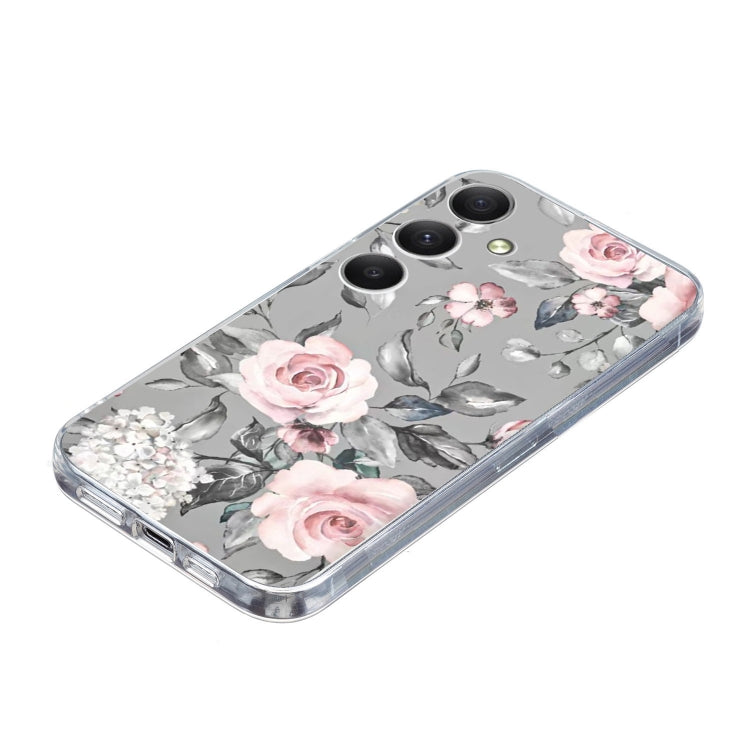 For Samsung Galaxy S25+ 5G Colorful Painting Pattern TPU Phone Case(Flowers On Grey) by buy2fix