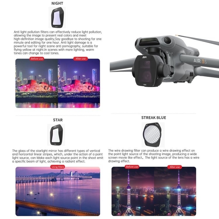 For DJI Air 3S JSR CB Series Drone Lens Filter, Filter:NIGHT by JSR