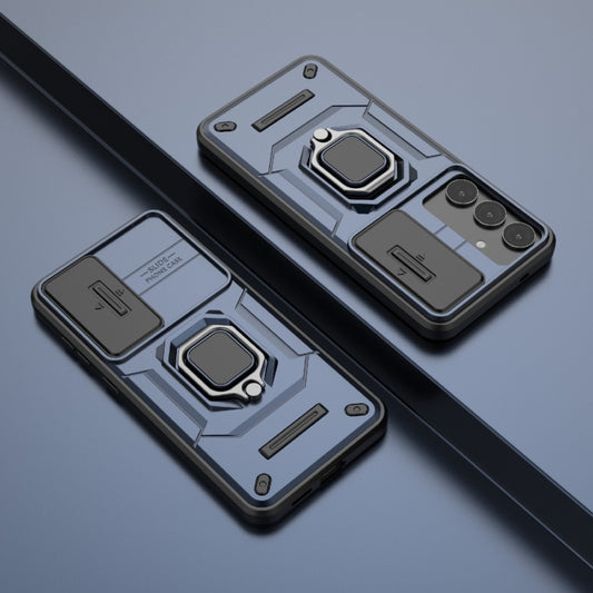 For Samsung Galaxy S25+ 5G Sliding Camshield TPU + PC Shockproof Phone Case with Holder(Blue) by buy2fix