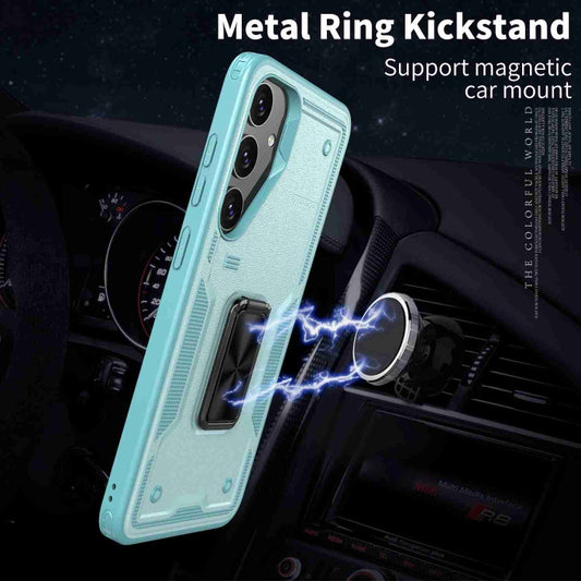 For Samsung Galaxy S25+ 5G Ring Holder PC Hybrid TPU Phone Case(Blue) by buy2fix