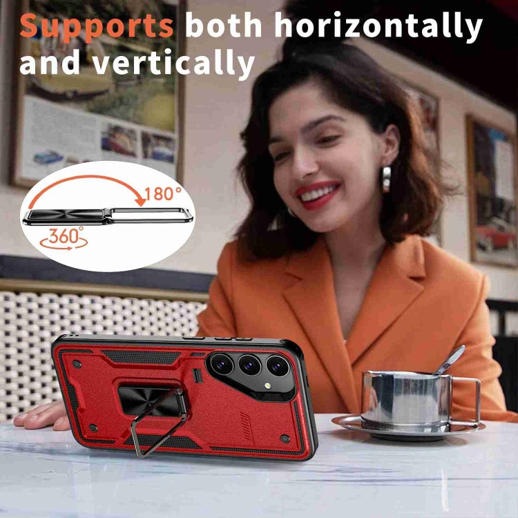 For Samsung Galaxy S25 Ultra 5G Ring Holder PC Hybrid TPU Phone Case(Red) by buy2fix