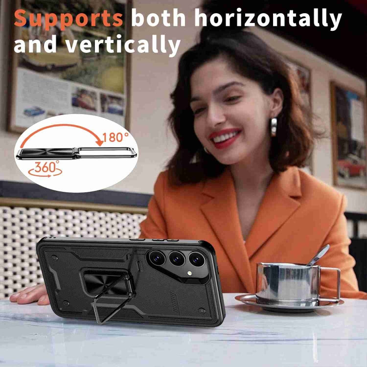 For Samsung Galaxy S25 Ultra 5G Ring Holder PC Hybrid TPU Phone Case(Black) by buy2fix