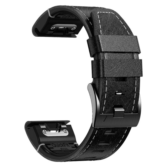 For Garmin 26mm Silicone Leather Quick Release Watch Band(Black) by buy2fix