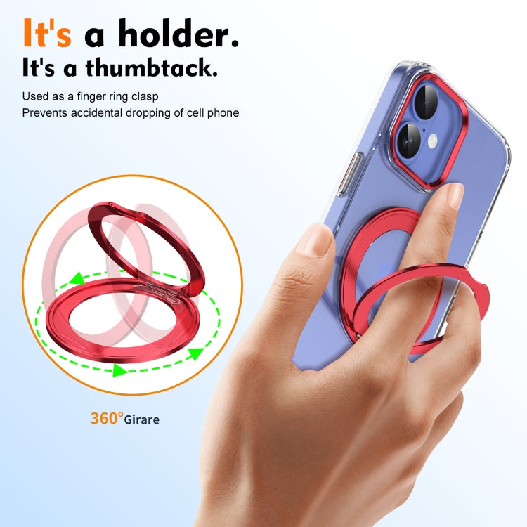 For iPhone 16 Plus Ice-Cold Rotating Ring Holder PC MagSafe Phone Case(Red) - iPhone 16 Plus Cases by buy2fix | Online Shopping UK | buy2fix