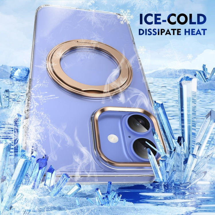For iPhone 16 Plus Ice-Cold Rotating Ring Holder PC MagSafe Phone Case(Desert Gold) - iPhone 16 Plus Cases by buy2fix | Online Shopping UK | buy2fix