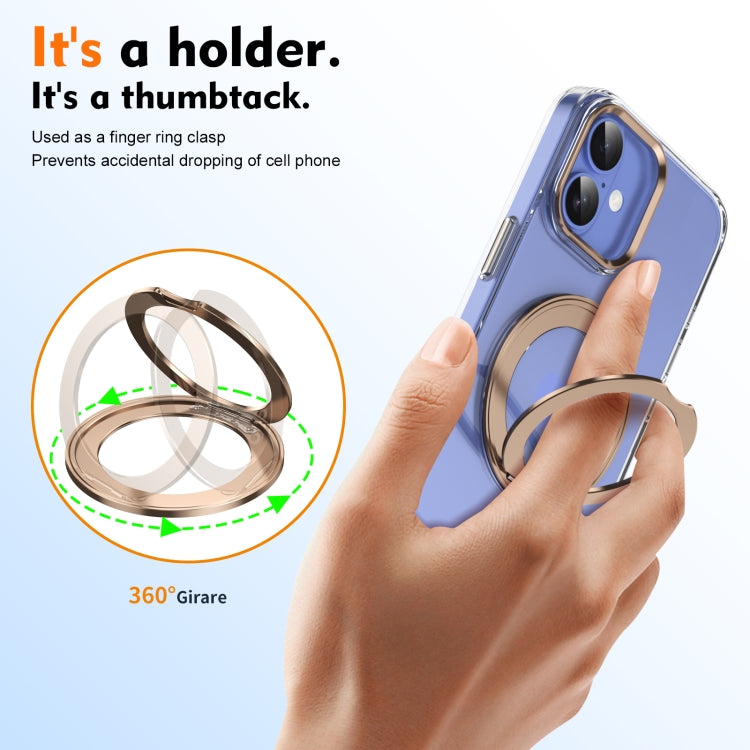 For iPhone 16 Plus Ice-Cold Rotating Ring Holder PC MagSafe Phone Case(Desert Gold) - iPhone 16 Plus Cases by buy2fix | Online Shopping UK | buy2fix