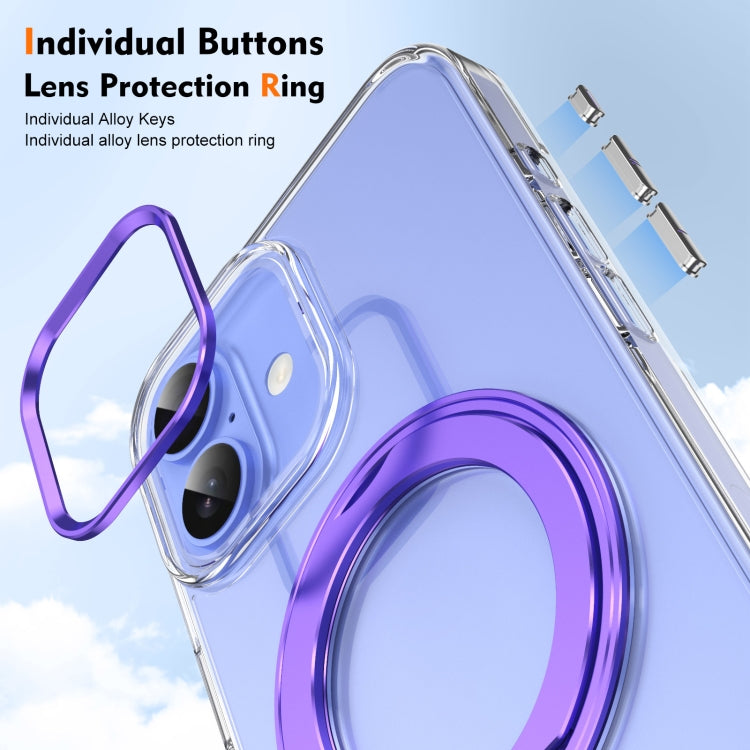 For iPhone 16 Plus Ice-Cold Rotating Ring Holder PC MagSafe Phone Case(Purple) - iPhone 16 Plus Cases by buy2fix | Online Shopping UK | buy2fix