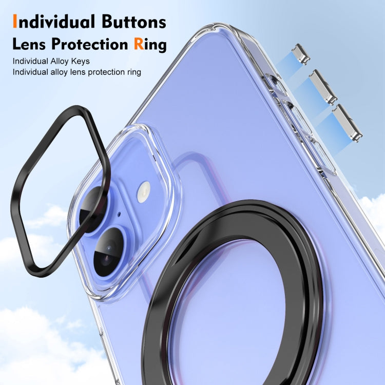 For iPhone 16 Plus Ice-Cold Rotating Ring Holder PC MagSafe Phone Case(Black) - iPhone 16 Plus Cases by buy2fix | Online Shopping UK | buy2fix