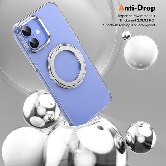 For iPhone 16 Ice-Cold Rotating Ring Holder PC MagSafe Phone Case(Silver) - iPhone 16 Cases by buy2fix | Online Shopping UK | buy2fix