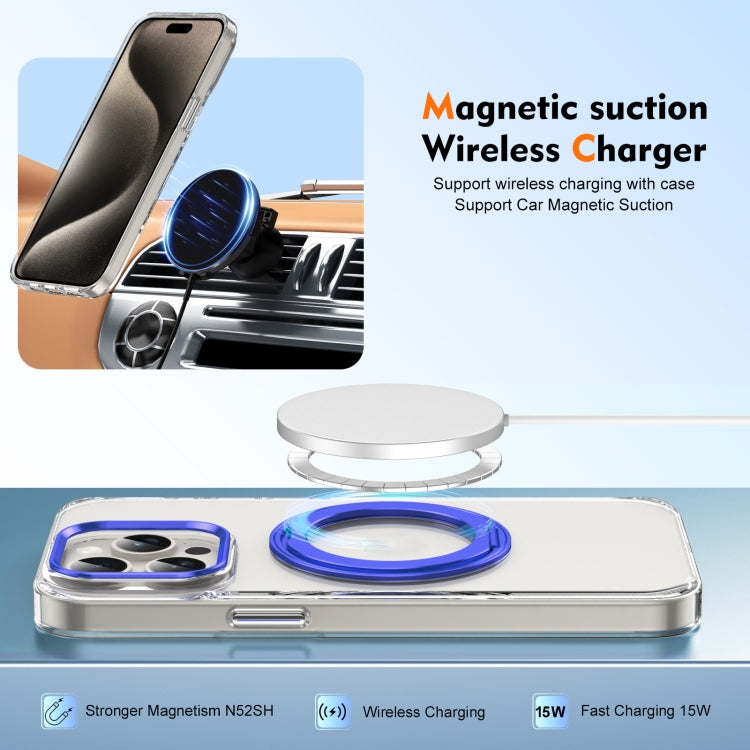 For iPhone 15 Pro Ice-Cold Rotating Ring Holder PC MagSafe Phone Case(Blue) - iPhone 15 Pro Cases by buy2fix | Online Shopping UK | buy2fix