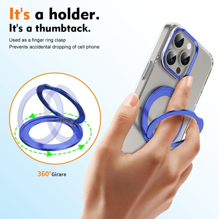 For iPhone 15 Pro Ice-Cold Rotating Ring Holder PC MagSafe Phone Case(Blue) - iPhone 15 Pro Cases by buy2fix | Online Shopping UK | buy2fix