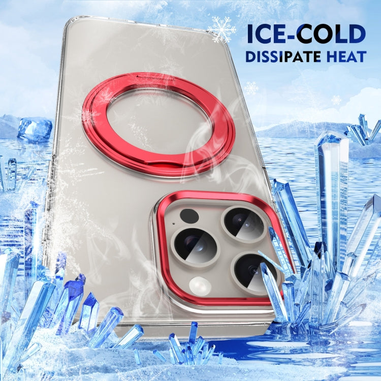 For iPhone 15 Pro Ice-Cold Rotating Ring Holder PC MagSafe Phone Case(Red) - iPhone 15 Pro Cases by buy2fix | Online Shopping UK | buy2fix